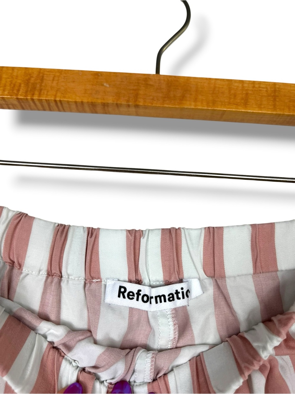 Reformation Lounge Boxer Shorts Pink Striped Xs Girly Cottage Lyocell View 3